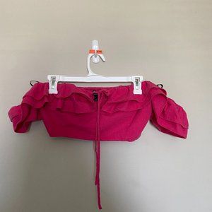 off shoulder ruffle crop top